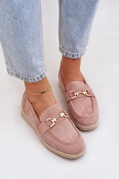 PH2 Cutout loafers with gold detail and jute weaving pink Lainer