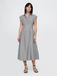 Shirt poplin midi dress - Women's