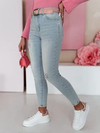 Spodnie damskie jeansowe skinny z paskiem SLIMIVI niebieskie