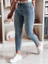 Spodnie damskie jeansowe slim fit z paskiem TRENDLINE niebieskie