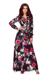 Maxi dress with ruffle and flower print