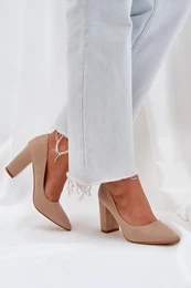 PS1 Womens Heels On A Block Eco Suede Dark Beige Florena