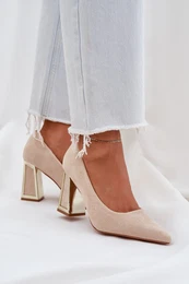 PS1 Elegant Heels On A Stiletto Pointed Toes Beige Falseki