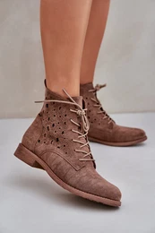 Laced Boots With Openwork Pattern S.Barski
