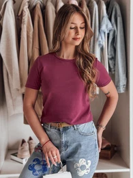 T-shirt damski basic lekko oversize BASICWIN fioletowa