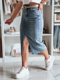 Spdnica jeansowa midi z rozciciem DENIZA niebieska