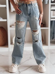 Spodnie damskie jeansowe wide leg z dziurami NOWISTA niebieskie