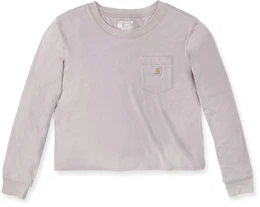 Relaxed Fit Lightweight Pocket Damen Langarmshirt, grau, Gre XL