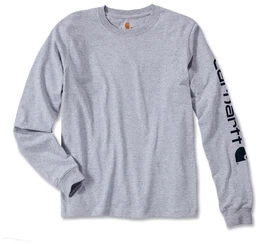 Logo Langarmshirt, grau, Gre L fr Mnner