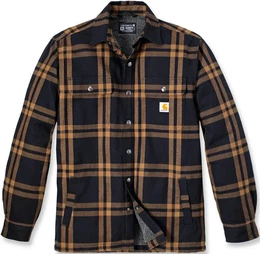 Relaxed Fit Flannel Sherpa Lined Hemd, schwarz-braun, Gre 2XL fr Mnner