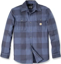Loose Fit Heavyweight Flannel Long-Sleeve Plaid Hemd, blau, Gre L fr Mnner