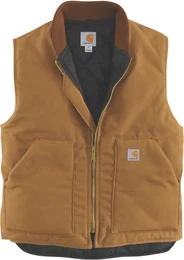 Relaxed Fit Firm Duck Insulated Rib Collar Weste, braun, Gre 2XL fr Mnner