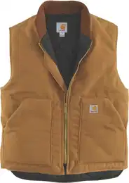 Relaxed Fit Firm Duck Insulated Rib Collar Weste, braun, Gre M fr Mnner