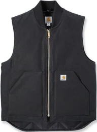 Relaxed Fit Firm Duck Insulated Rib Collar Weste, schwarz, Gre 3XL fr Mnner