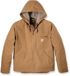 Relaxed Fit Washed Duck Sherpa Lined Jacke, braun, Gre M fr Mnner