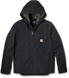 Relaxed Fit Washed Duck Sherpa Lined Jacke, schwarz, Gre M fr Mnner