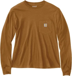 Relaxed Fit Lightweight Pocket Damen Langarmshirt, braun, Gre XL
