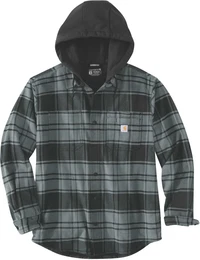 Flannel Fleece Lined Hooded Hemd, grau, Gre M fr Mnner