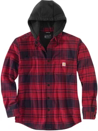 Flannel Fleece Lined Hooded Hemd, rot, Gre S fr Mnner