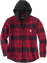 Flannel Fleece Lined Hooded Hemd, rot, Gre XL fr Mnner