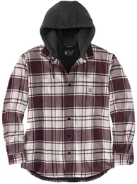 Flannel Fleece Lined Hooded Hemd, weiss, Gre L fr Mnner