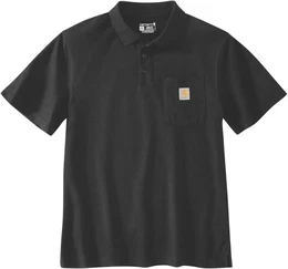 Loose Fit Short-Sleeve Pocket Poloshirt, schwarz, Gre 2XL fr Mnner