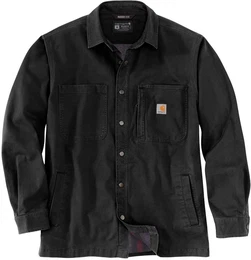 Fleece Lined Snap Front Hemd, schwarz, Gre S fr Mnner