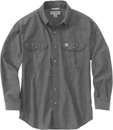 Loose Fit Midweight Chambray Hemd, grau, Gre 2XL fr Mnner