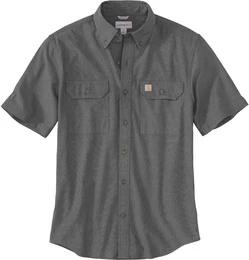 Loose Fit Midweight Chambray Kurzarm Hemd, schwarz-grau, Gre L fr Mnner