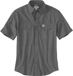 Loose Fit Midweight Chambray Kurzarm Hemd, schwarz-grau, Gre XL fr Mnner