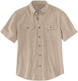 Loose Fit Midweight Chambray Kurzarm Hemd, beige, Gre 2XL fr Mnner