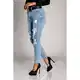 Moderne Mom Fit Traperice S Prorezima Cartura, Svijetloplave