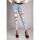 Moderne Mom Fit Traperice S Prorezima Carrara, Svijetloplave