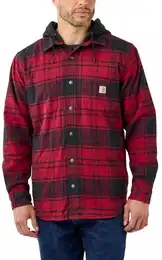 , Flannel Fleece Line Hooded Shirt (S)