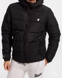 , Herren, Jacke, daunenjacke mit kapuze sports (XL), Schwarz, XL