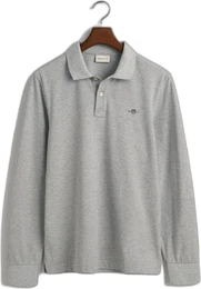 , Herren, Shirt, Regular Shield Longsleeve Pique Rugger, Grau, (XXL)