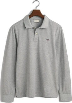 GANT Poloshirt REGULAR SHIELD LONGSLEEVE PIQUE RUGGER Grau