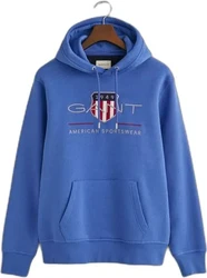 Gant Hoodie Regular Archive Shield Hoodie blau/hellgrau/rubinrot/weiß