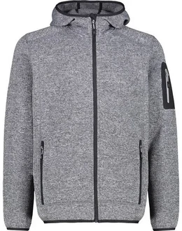CMP Strickfleecejacke MAN JACKET FIX HOOD Eis/Titan/Schwarz