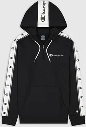 Herren Kapuzensweat Hooded Half Zip, NBK/WHT, M