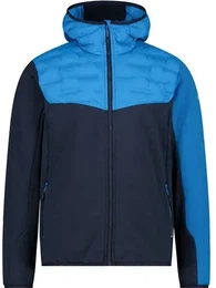 Herren Kapuzensweat MAN HYBRID JACKET FIX HOOD, B.BLUE-RIVER, 56