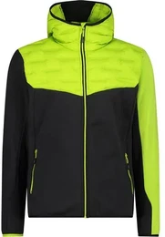 Herren Kapuzensweat MAN HYBRID JACKET FIX HOOD, NERO-ACIDO, 48