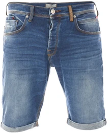 Jeans Shorts Herren Stretch Kurz Slim Fit Corvin Slim Fit Bulky Wash Normaler Bund Knopfleiste XXL
