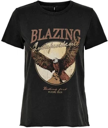 Damen T-Shirt ONLLUCY Schwarz Blazing 15215721 S