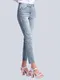 Džíny s pestrou výšivkou na přední části Alba Moda Blue bleached Džíny s pestrou výšivkou na přední části Alba Moda Blue bleached