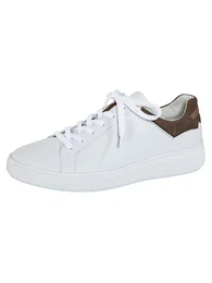 Schnürschuh aus weicher Lederkombination Weiß/Braun