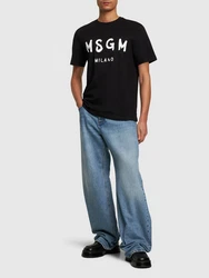 T-Shirt Aus Baumwolljersey Mit Logodruck Schwarz