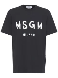 T-Shirt Aus Baumwolljersey Mit Logodruck Schwarz
