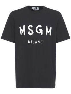 T-Shirt Aus Baumwolljersey Mit Logodruck Schwarz