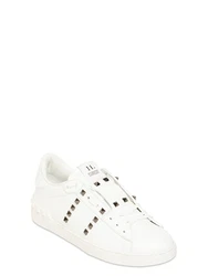 Ledersneakers Mitnieten Open Weiß